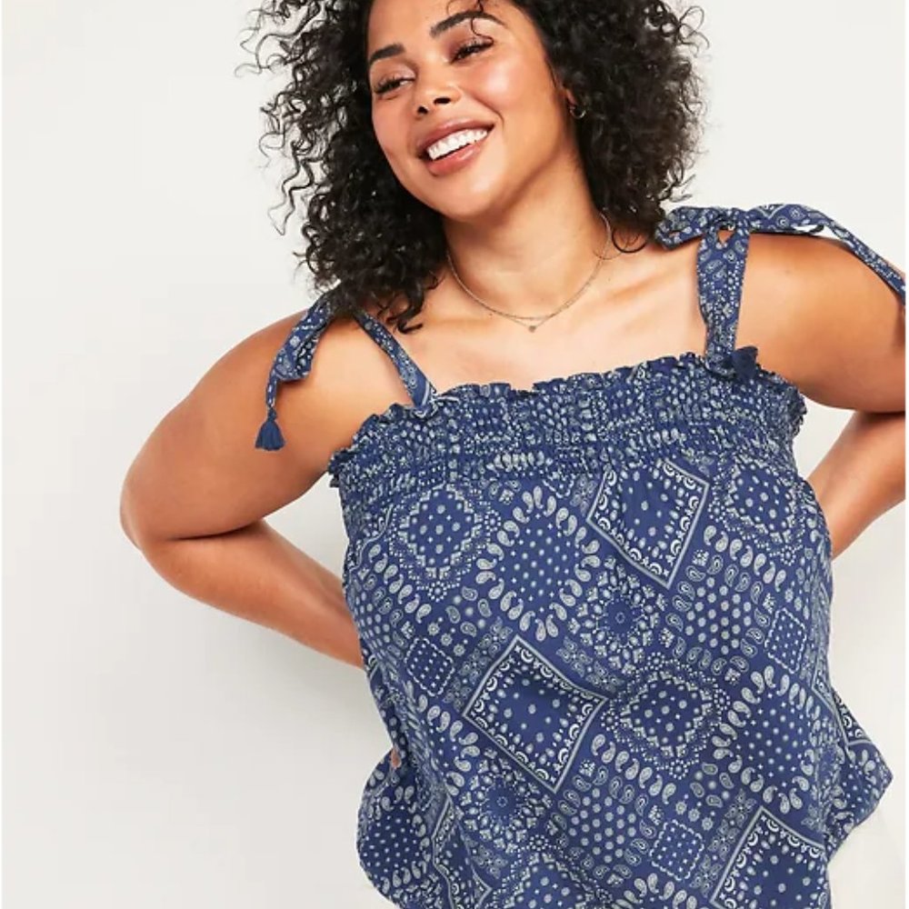Old Navy Bandana Print Tie Shoulder Top 2X